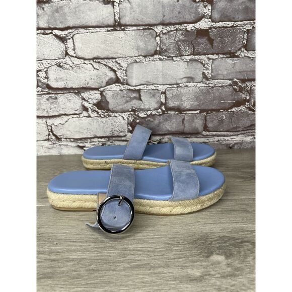 Stuart Weitzman Periwinkle Blue Suede Leather Espadrille Sandals Women Sz 6B US - Picture 5 of 16